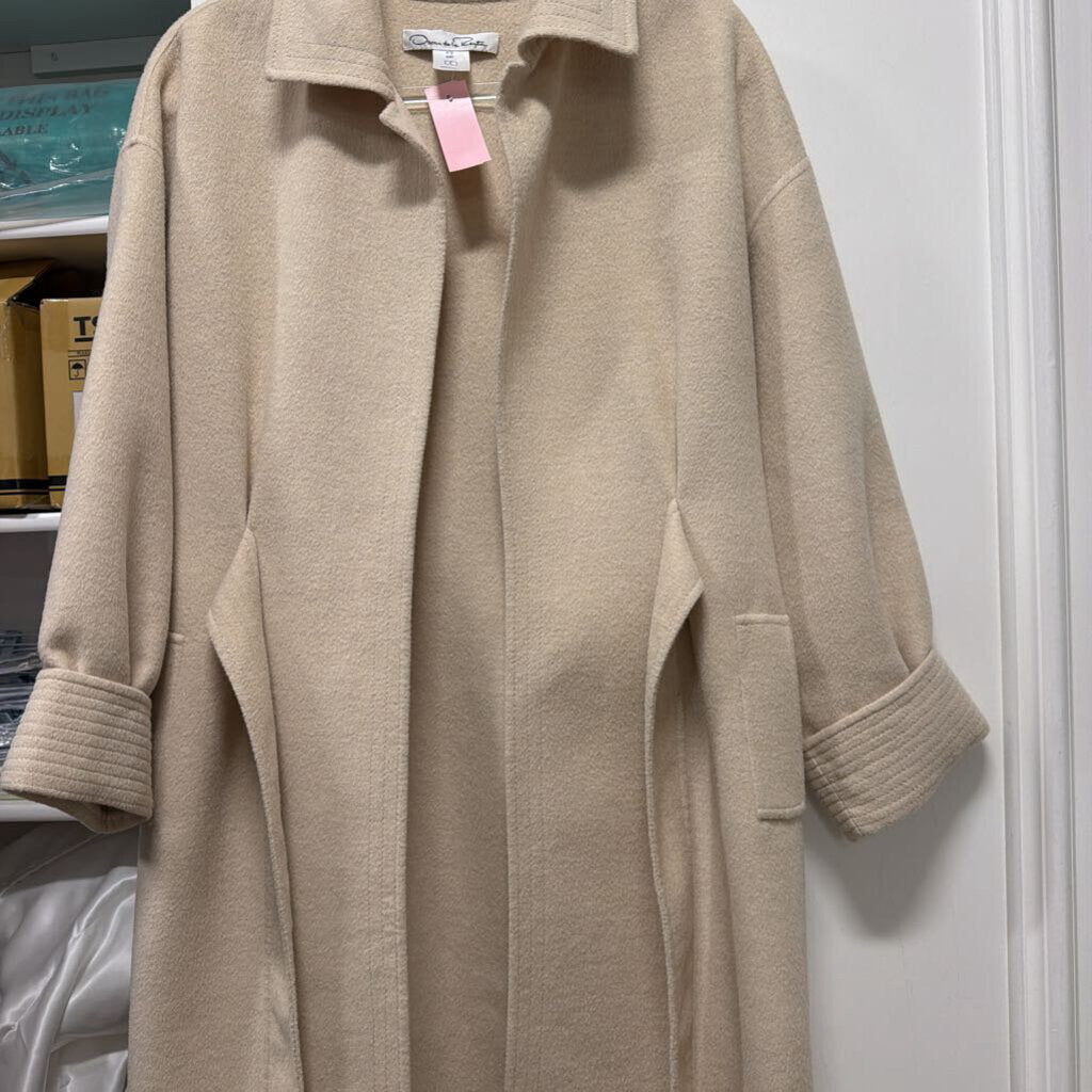 2011 Beige Wool Blend Tie-Front Coat