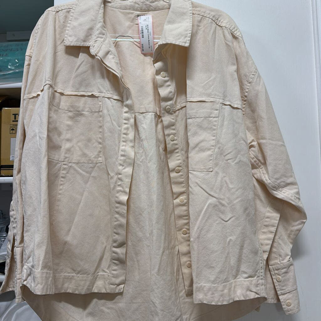 Beige Cotton Button Up Top