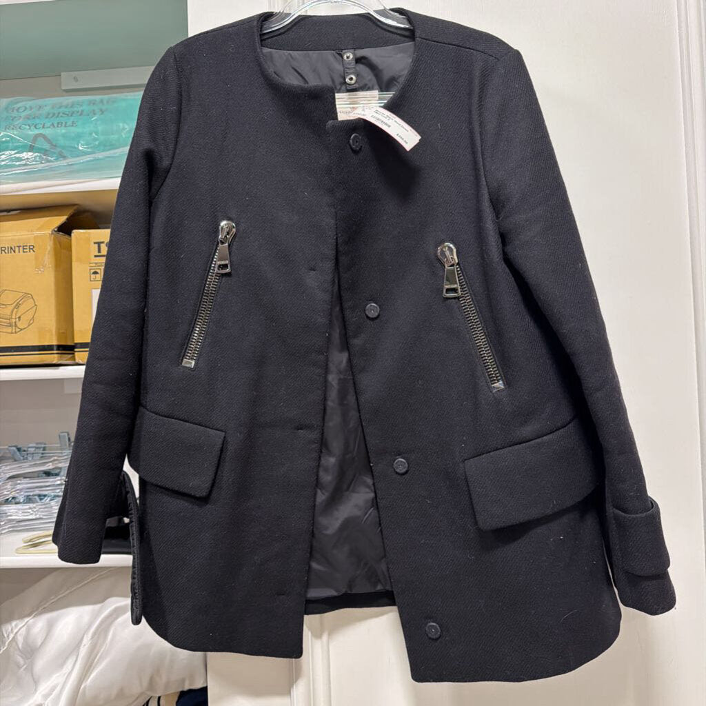 Black Wool Down Filled Coat