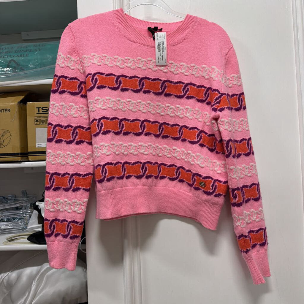 2023 Pink Cashmere/Wool CC Sweater (collar discoloration)