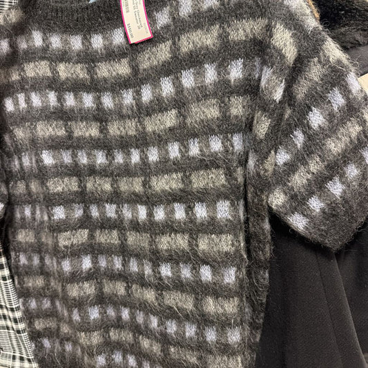 2015 Grey Checkered Mohair Blend SS Sweater