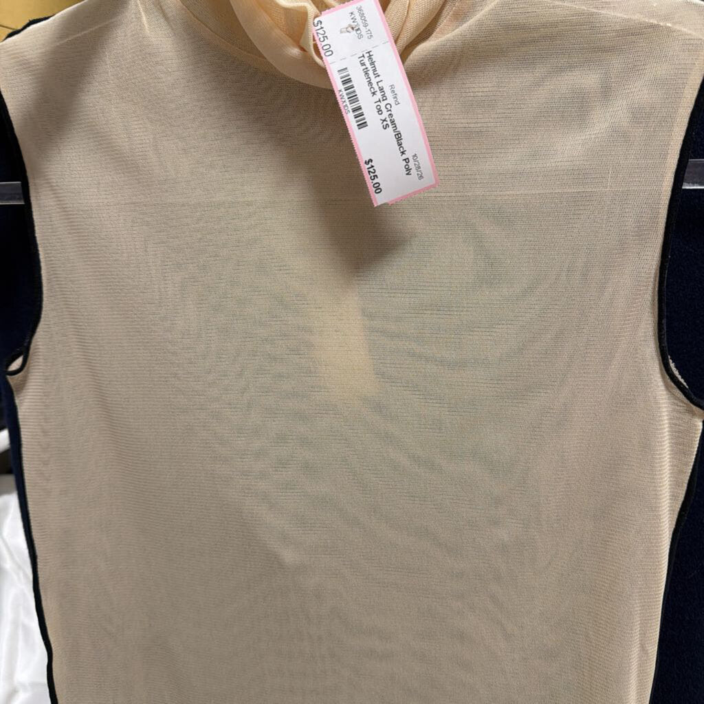 Cream/Black Poly Turtleneck Top
