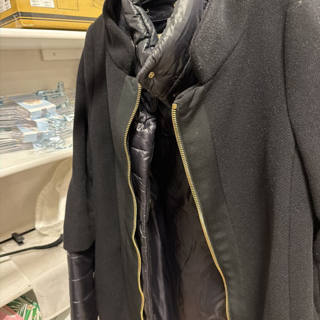 Black Wool Coat w/ Down Sleeves