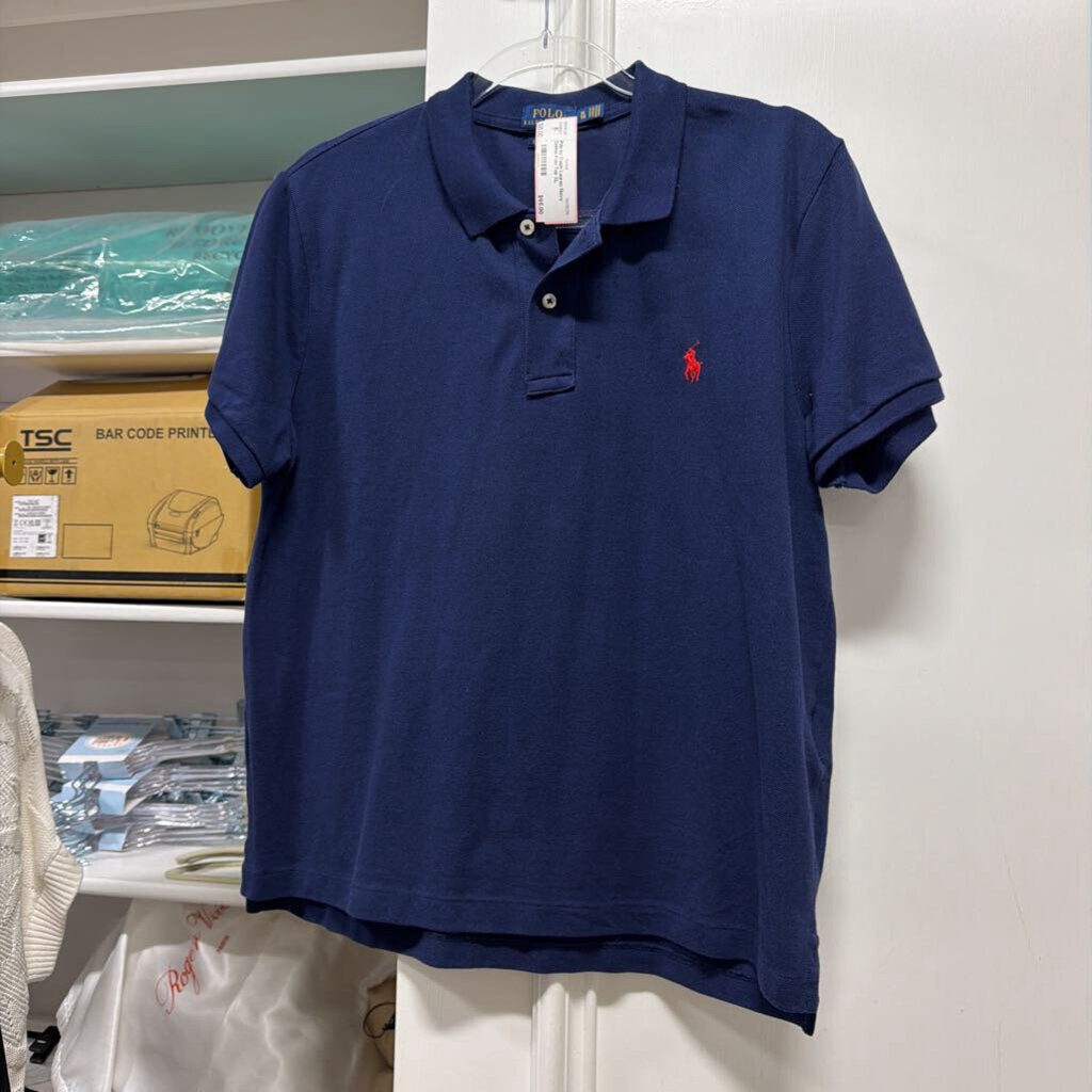 Navy Cotton Polo Top