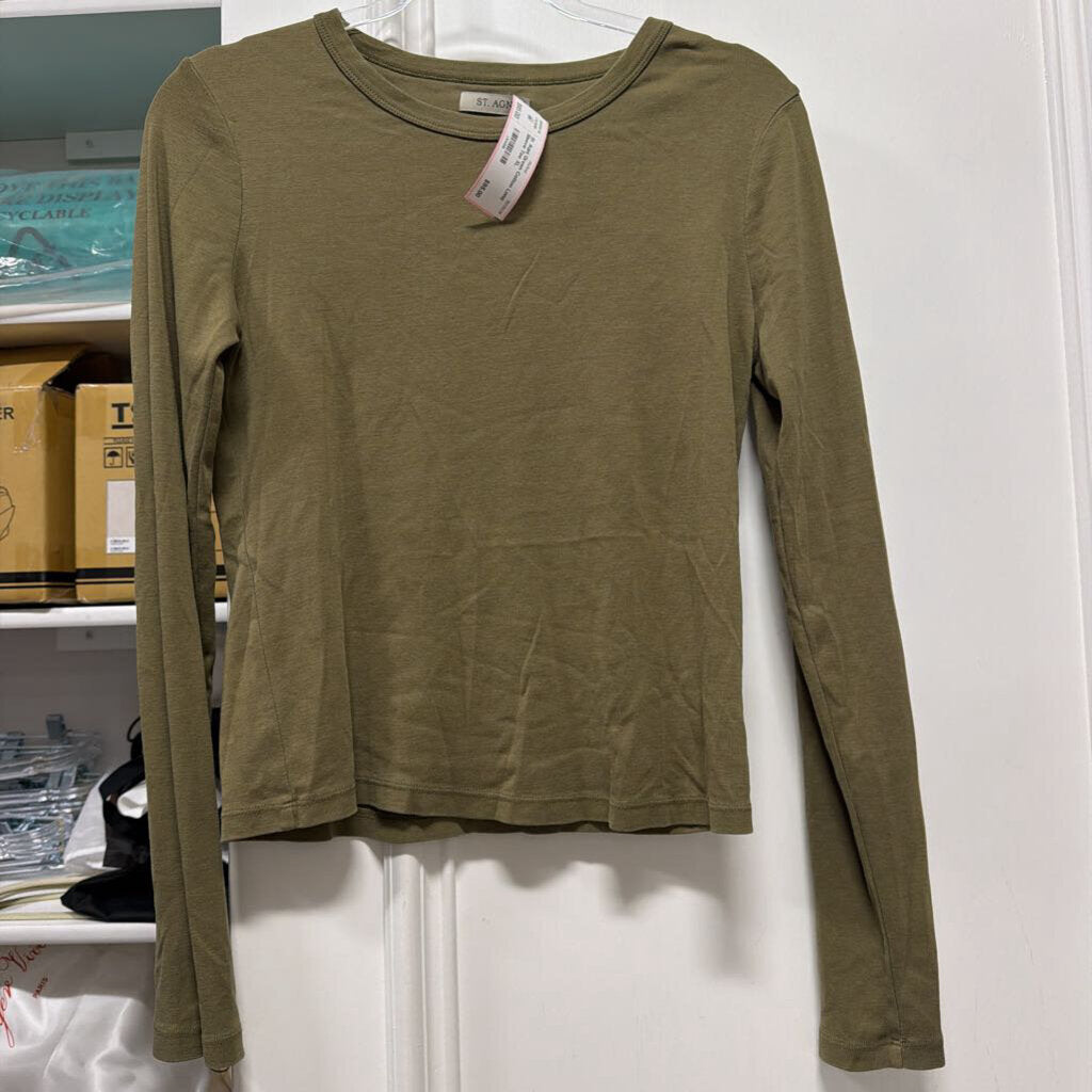 Green Cotton Long Sleeve Tee