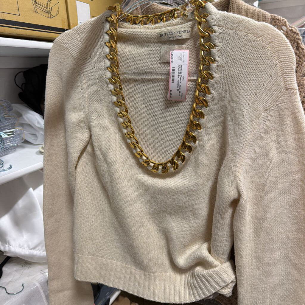 Cream Wool Chain Collar Sweater