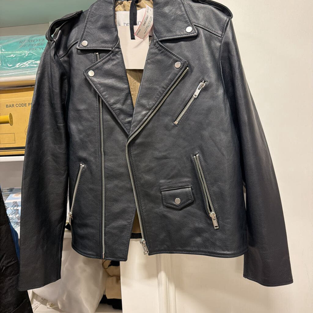 Black Leather Biker Jacket (NWT)
