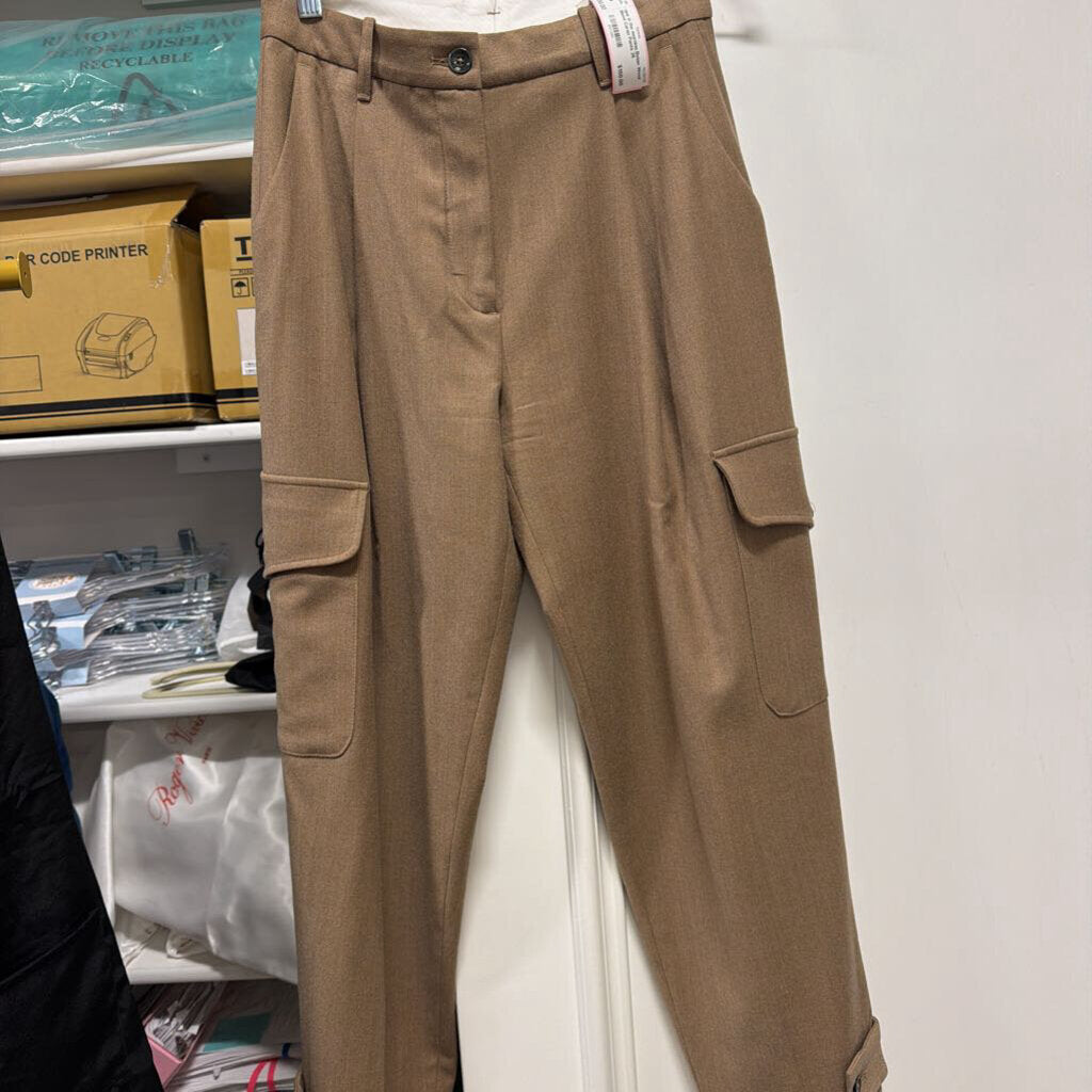 Beige Wool Blend Cargo Pants