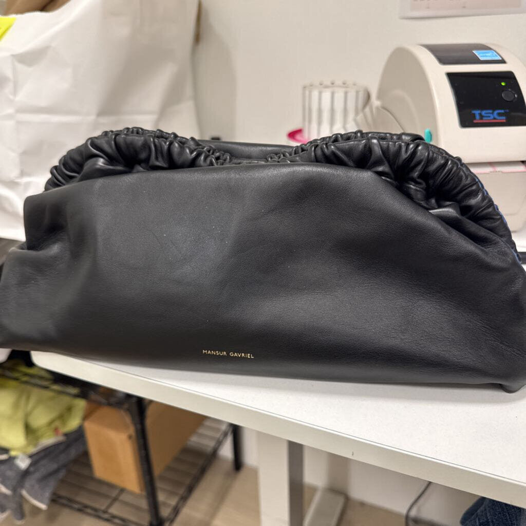 Black Leather Cloud Clutch Bag