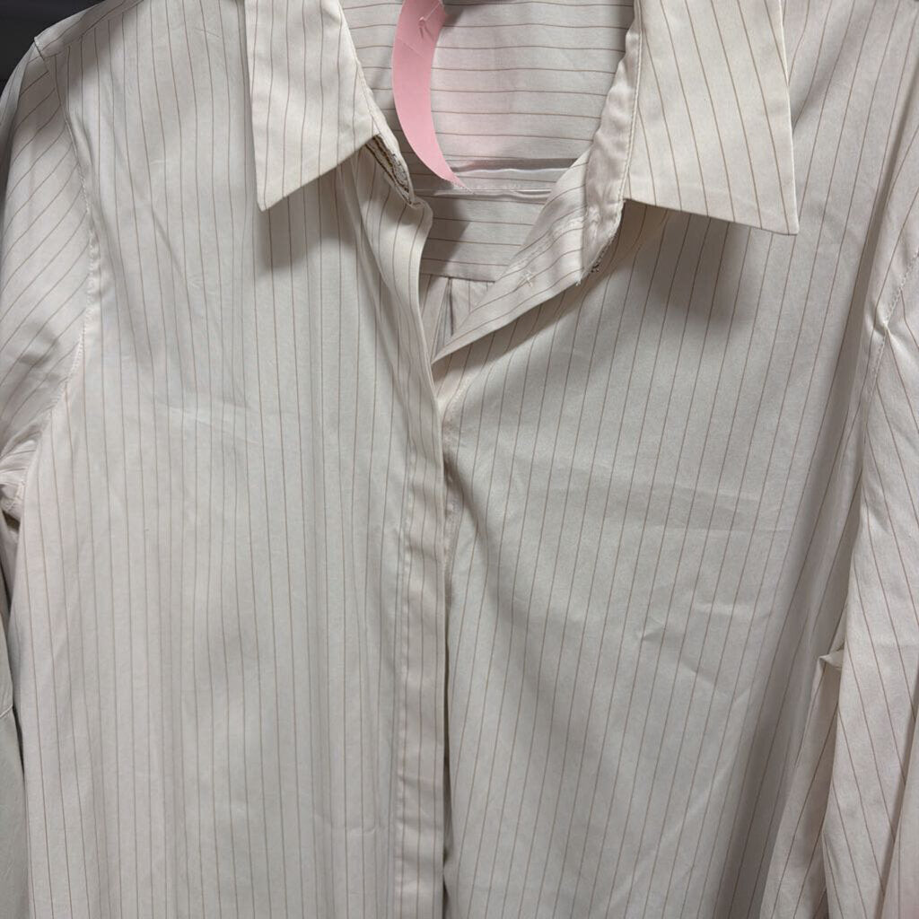 White/Tan Cotton Pinstripe Shirt