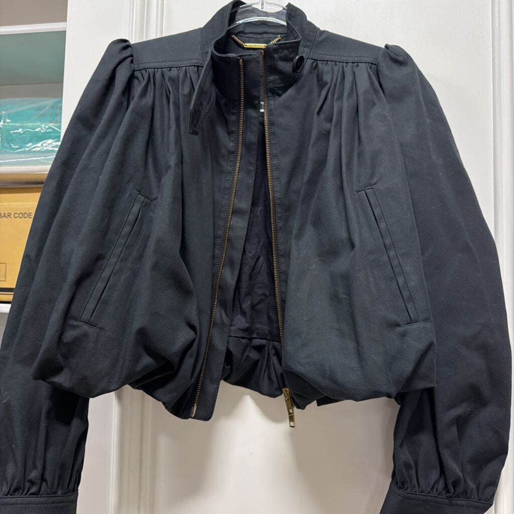 Black Cotton Shirred Jacket (2390)