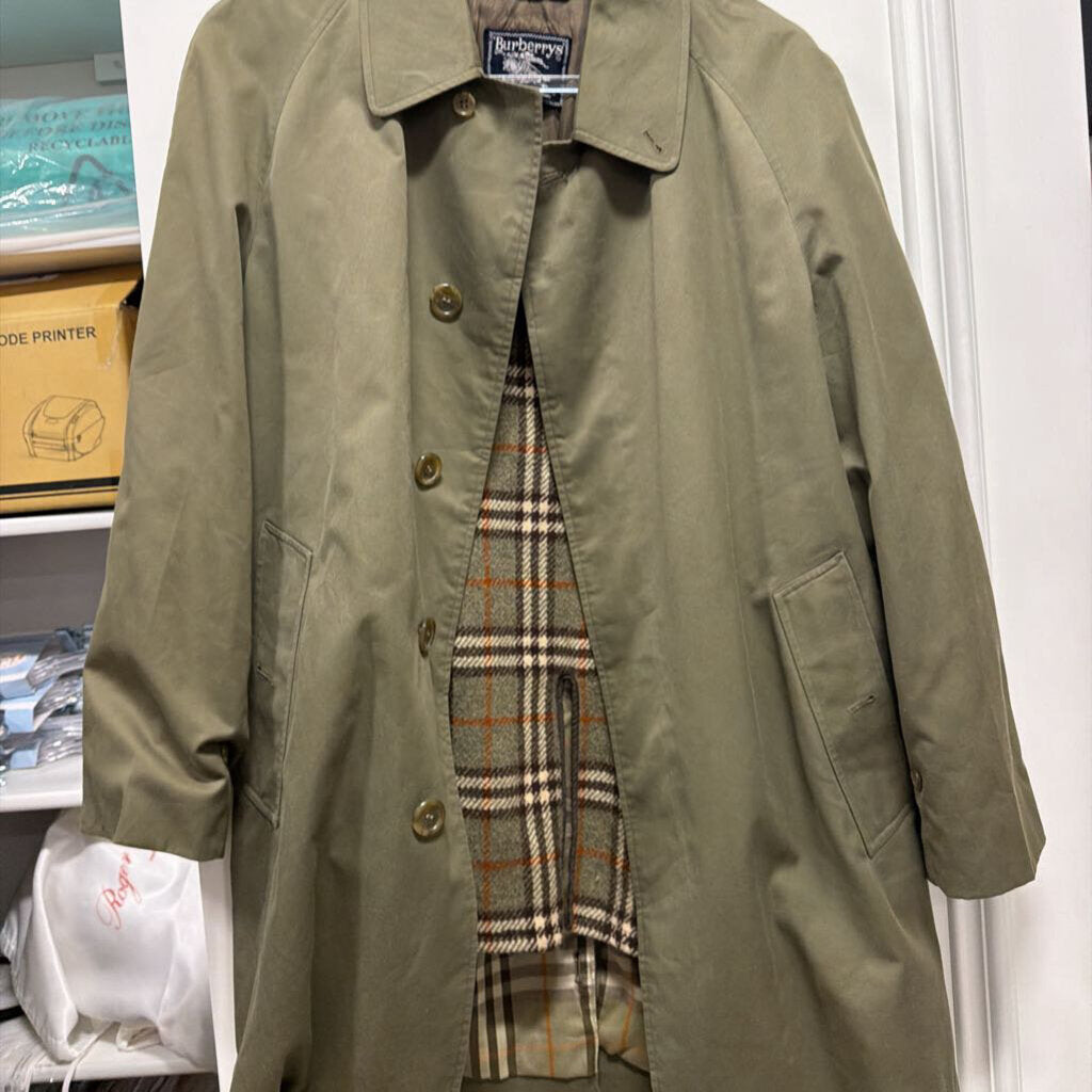 Vintage Green Poly/Cotton Wool Lined Trench Coat