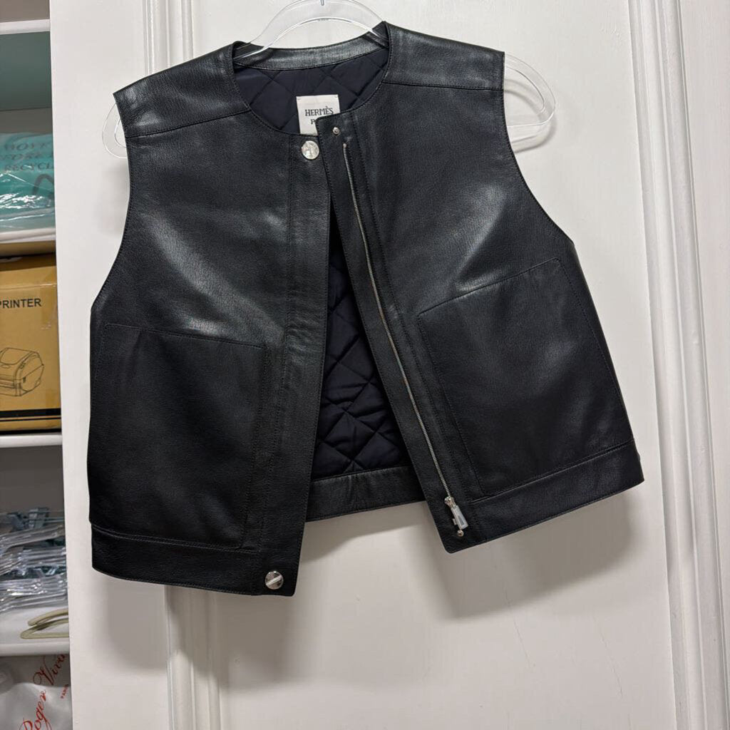 Black Chevre Leather Vest (10,000)