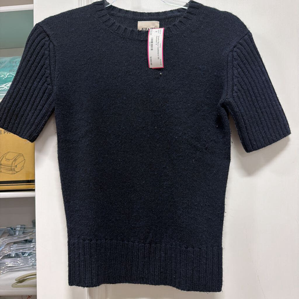 Navy Cashmere SS Sweater