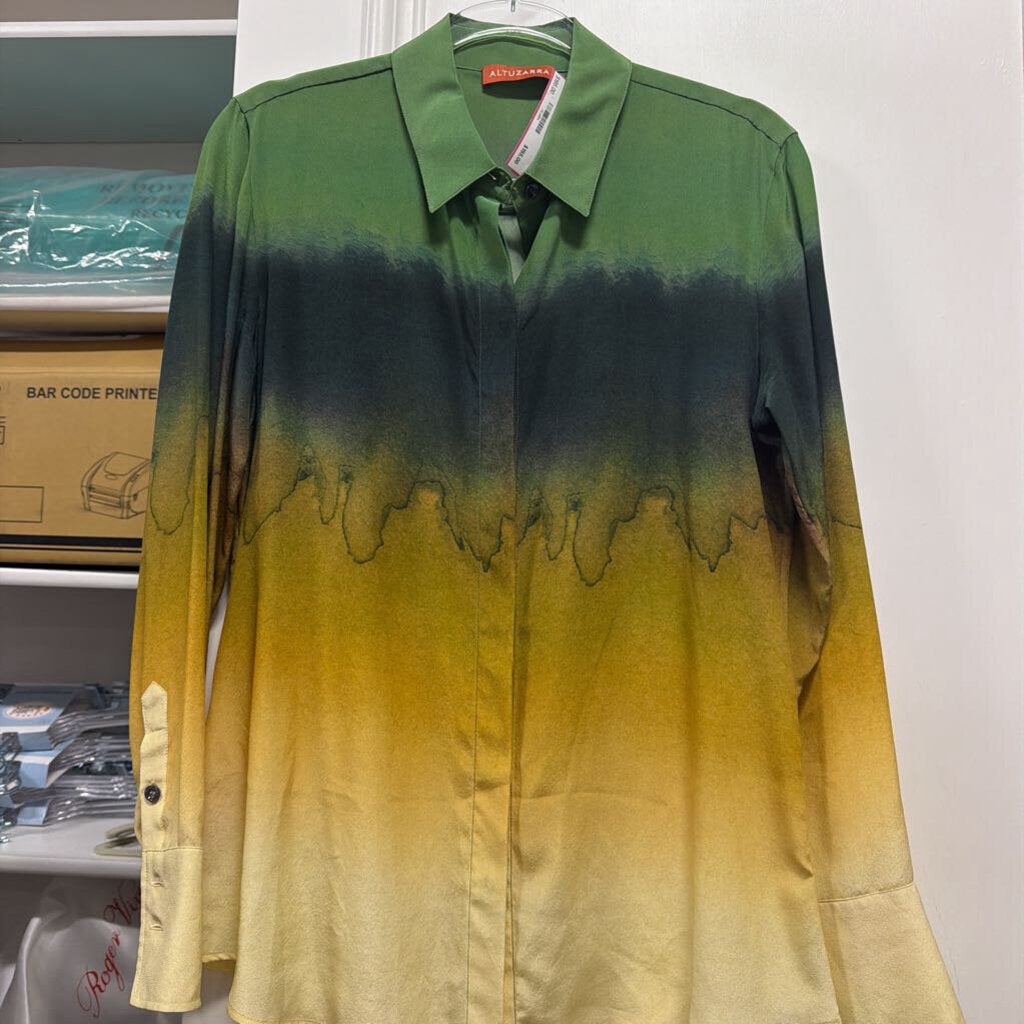 Green/Yellow Ombre Silk Top