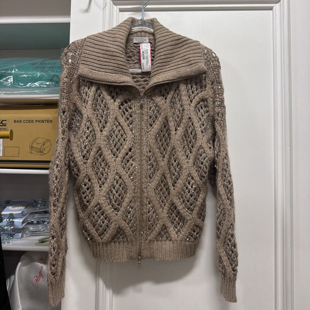 Beige Cashmere Sequin Cardigan (5300)