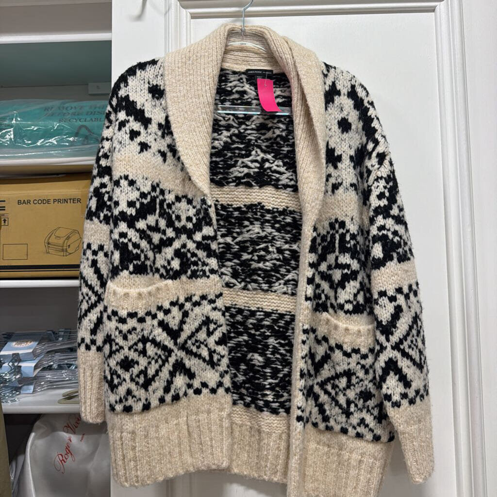 Cream/Black Wool Cardigan