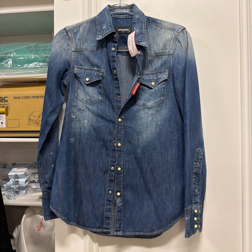 Blue Denim Distressed Shirt (est 658)