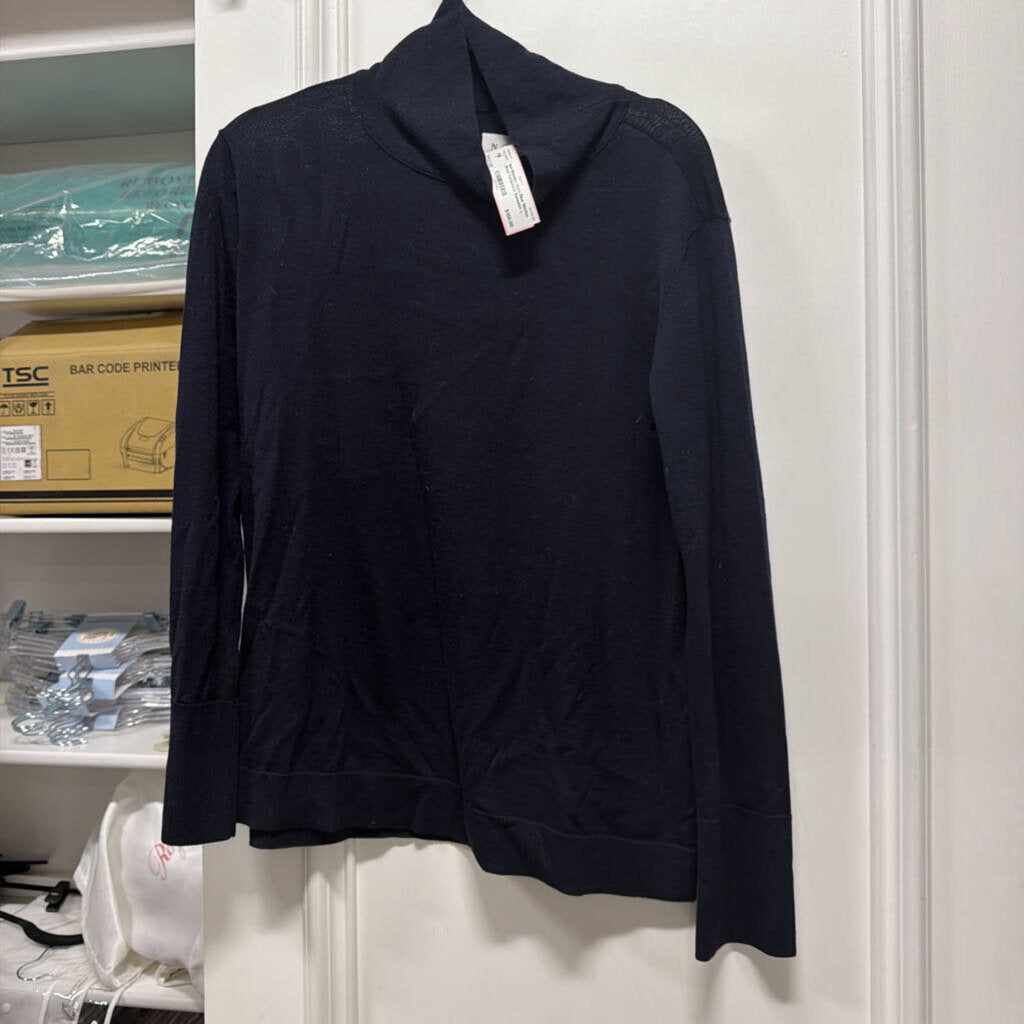 Navy Blue Merino Wool Turtleneck Sweater