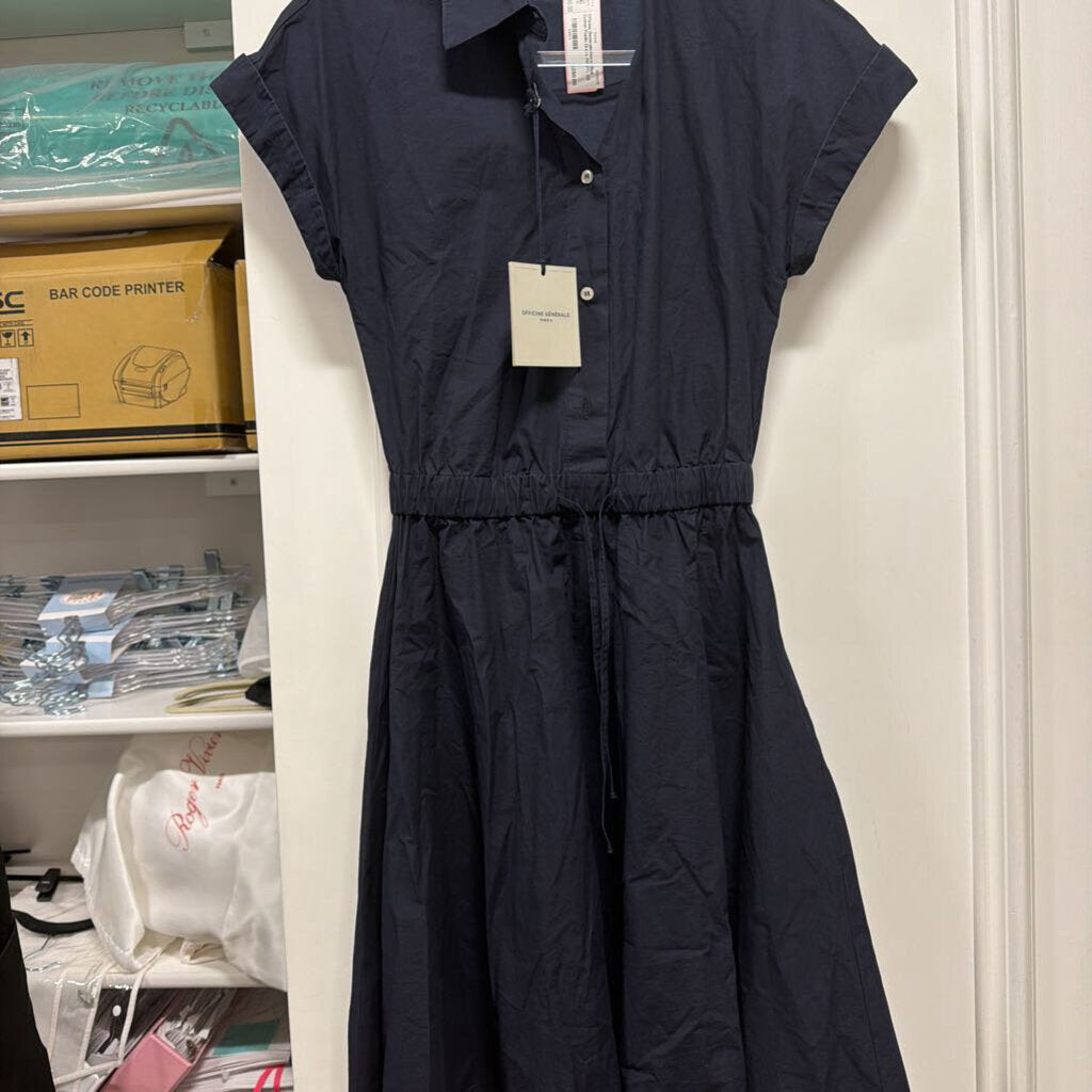 Navy Blue Cotton Poplin Dress (NWT)