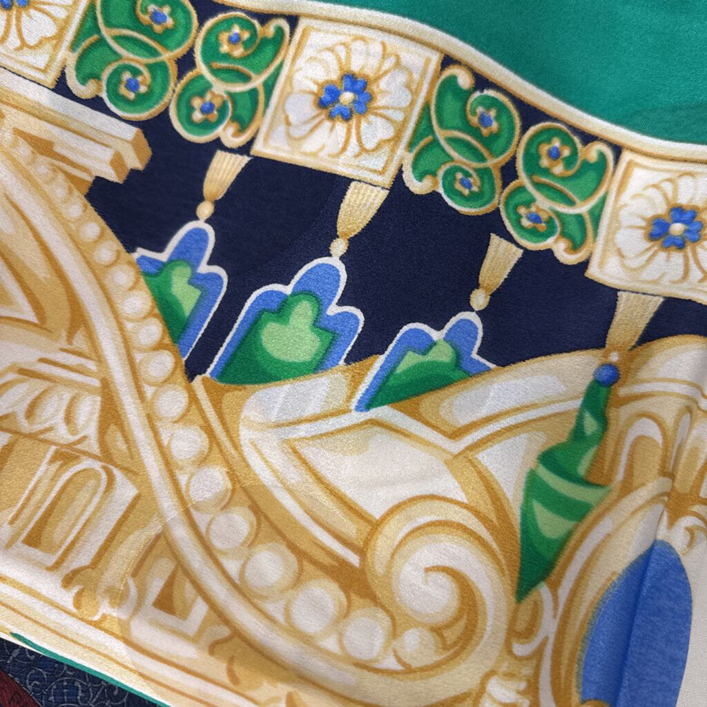 Vintage Green Printed Silk Scarf