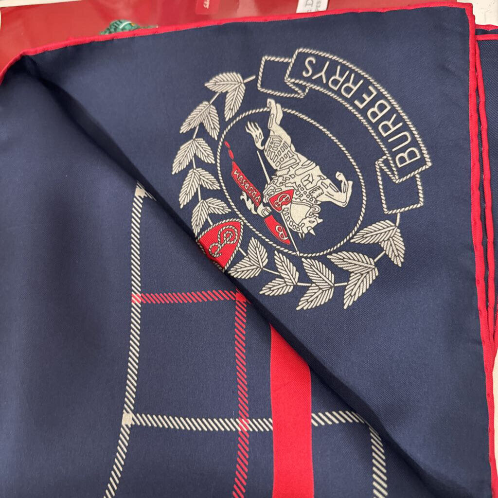 Vintage Navy/Red Plaid Silk Scarf