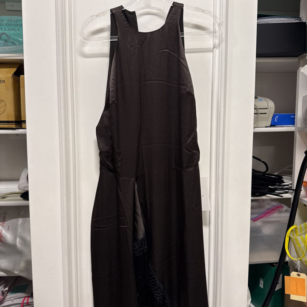 Black Silk Fringe Dress (NWT), S