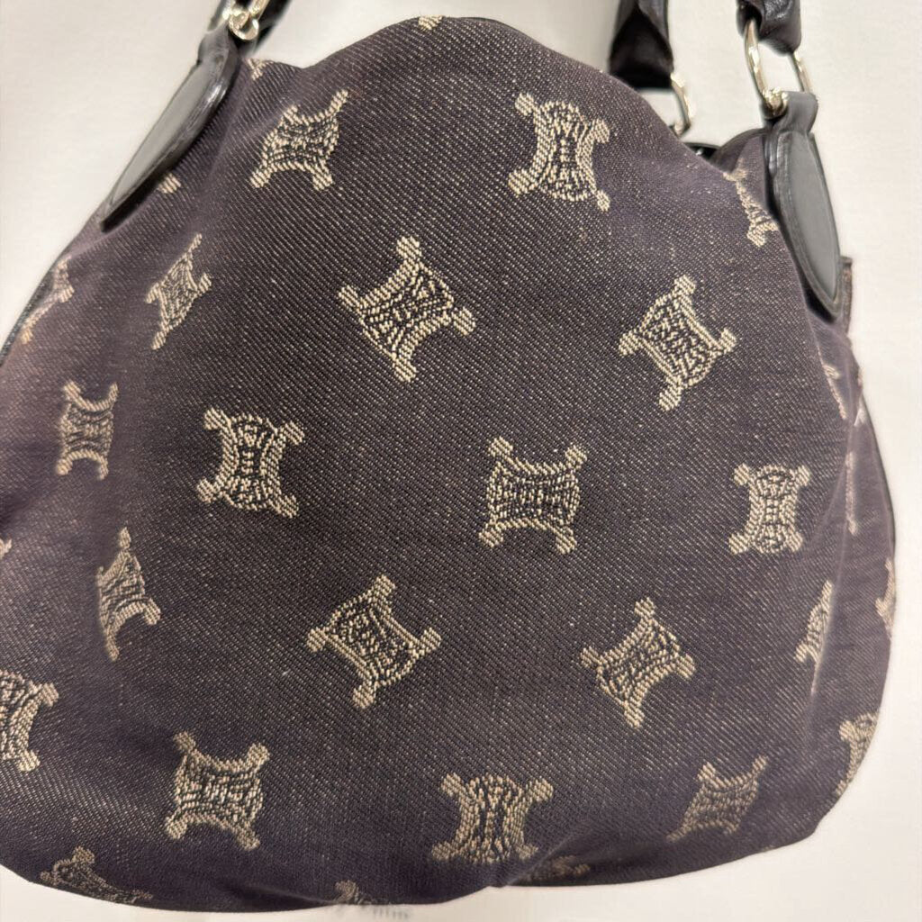 Denim Black Leather Handle Macadam Bittersweet Bag